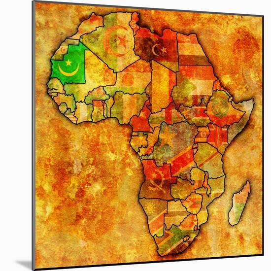 Mauritania on Actual Map of Africa-michal812-Mounted Art Print