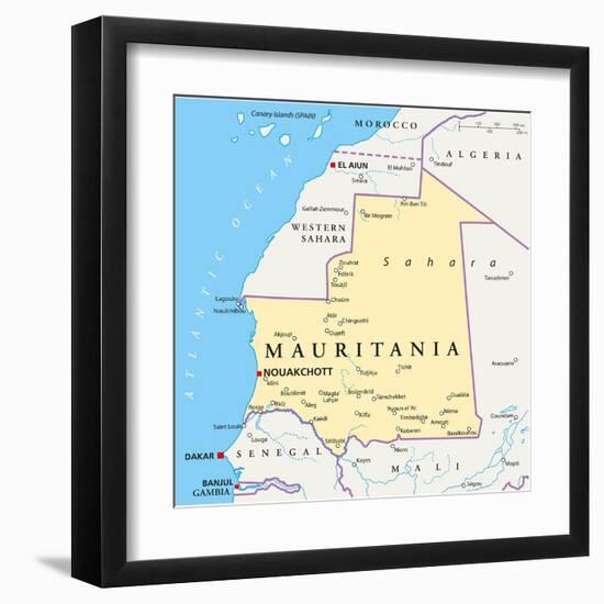 Mauritania Political Map-Peter Hermes Furian-Framed Art Print