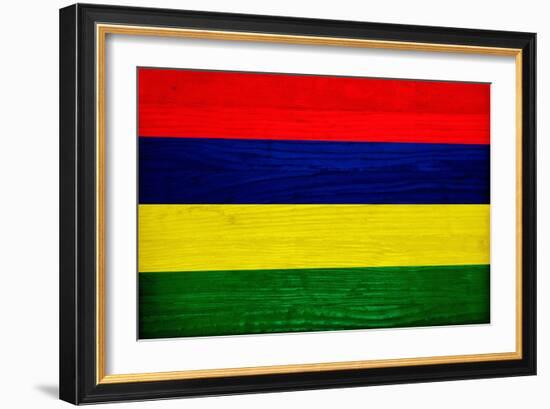 Mauritius Flag Design with Wood Patterning - Flags of the World Series-Philippe Hugonnard-Framed Premium Giclee Print