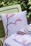 Garden table, Easter decoration, flowers, fork, jute, Easter eggs,-mauritius images-Photographic Print
