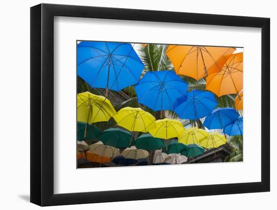 Mauritius, Port Louis, Caudan Waterfront Area with Umbrella Covering-Cindy Miller Hopkins-Framed Photographic Print