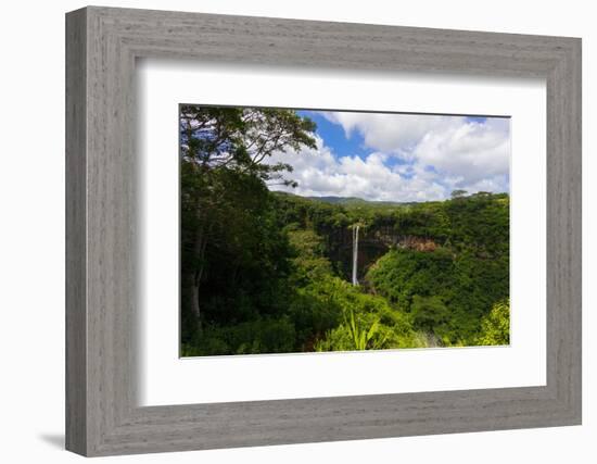 Mauritius. The 90 meter high twin waterfalls of the Cascade Chamarel.-Panoramic Images-Framed Photographic Print