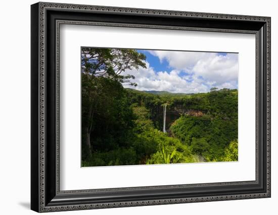 Mauritius. The 90 meter high twin waterfalls of the Cascade Chamarel.-Panoramic Images-Framed Photographic Print