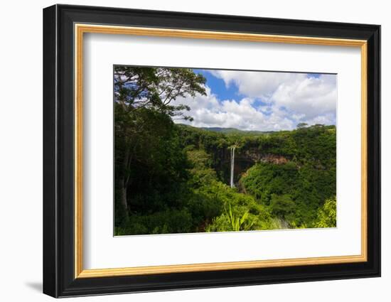 Mauritius. The 90 meter high twin waterfalls of the Cascade Chamarel.-Panoramic Images-Framed Photographic Print