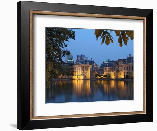 Mauritshuis and Government Buildings of Binnenhof at Night, Hofvijver, Den Haag-Gary Cook-Framed Photographic Print