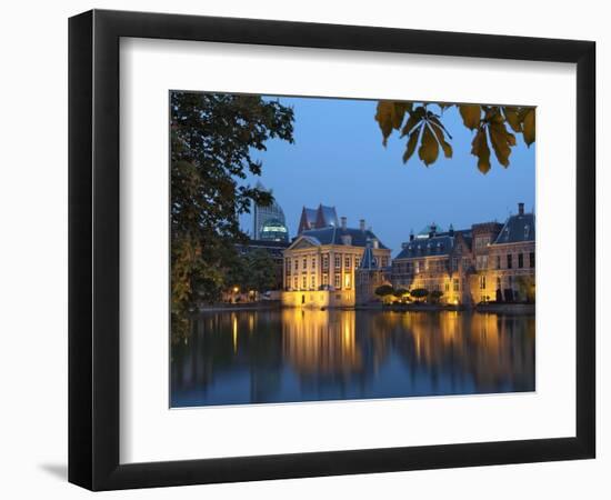 Mauritshuis and Government Buildings of Binnenhof at Night, Hofvijver, Den Haag-Gary Cook-Framed Photographic Print