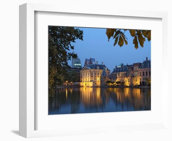 Mauritshuis and Government Buildings of Binnenhof at Night, Hofvijver, Den Haag-Gary Cook-Framed Photographic Print