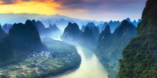 China, Guangxi Province, Longsheng, Long Ji rice terrace filled with water in the morning with Tian-Maurizio Rellini-Photographic Print