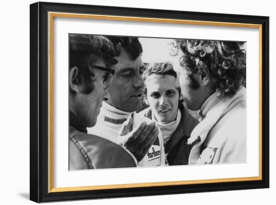 Mauro Forghieri, Alex Soler-Roig, Niki Lauda and Jocken Mass at Zandvoort, 1972-null-Framed Photographic Print