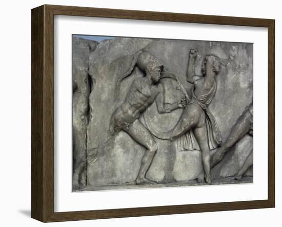 Mausoleum at Halicarnassus, Combat with the Amazons-Skopas of Paros-Framed Giclee Print