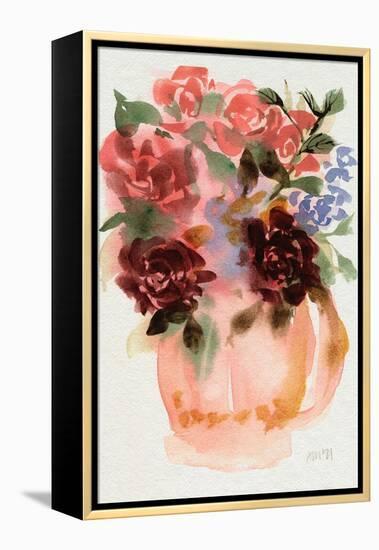 Mauve Bouquet in Teapot I-Ania Zwara-Framed Stretched Canvas