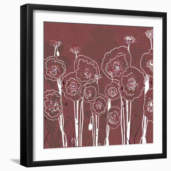 Mauve Rose background with White floral poppies-Bee Sturgis-Framed Art Print