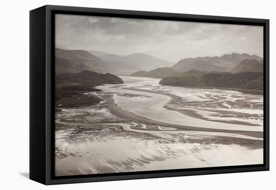 Mawddach Estuary at Low Tide, Barmouth, Snowdonia National Park, Gwynedd, Wales, May 2012-Peter Cairns-Framed Premier Image Canvas