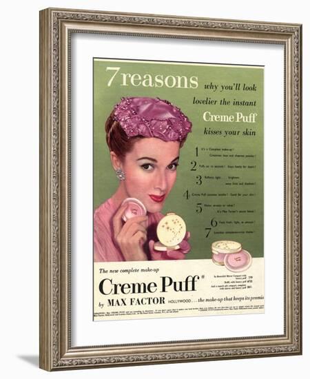 Max Factor, Creme Puff Foundation Powder Make-Up, UK, 1950-null-Framed Giclee Print