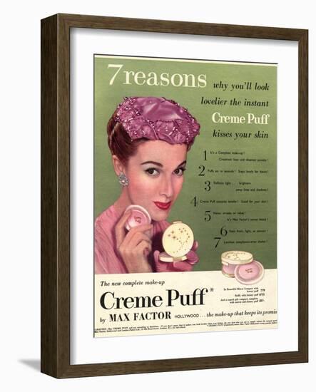 Max Factor, Creme Puff Foundation Powder Make-Up, UK, 1950-null-Framed Giclee Print