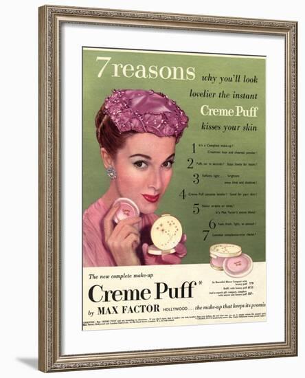 Max Factor, Creme Puff Foundation Powder Make-Up, UK, 1950-null-Framed Giclee Print