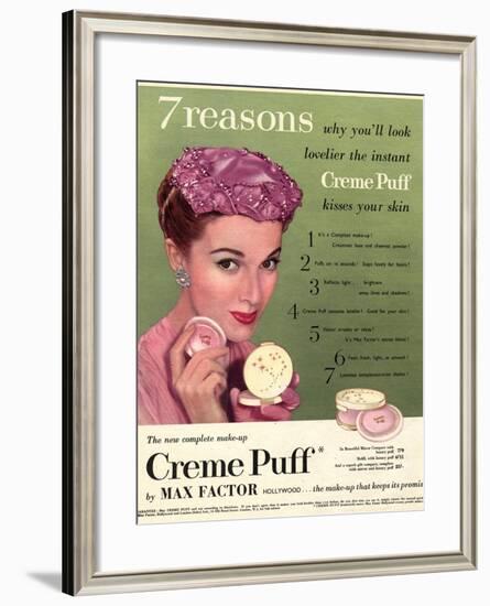 Max Factor, Creme Puff Foundation Powder Make-Up, UK, 1950-null-Framed Giclee Print