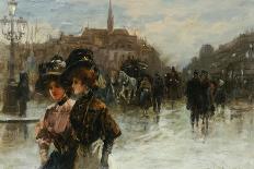 A Street Scene with Elegant Ladies, Paris-Max Lugi-Framed Premier Image Canvas