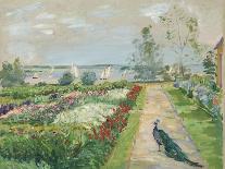 Park at lake Wannsee. (Flower garden with peacock). 1912-Max Slevogt-Framed Giclee Print