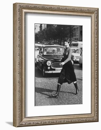 Maxi Skirt Worn by Model Linda Morand-Pierre Boulat-Framed Photographic Print