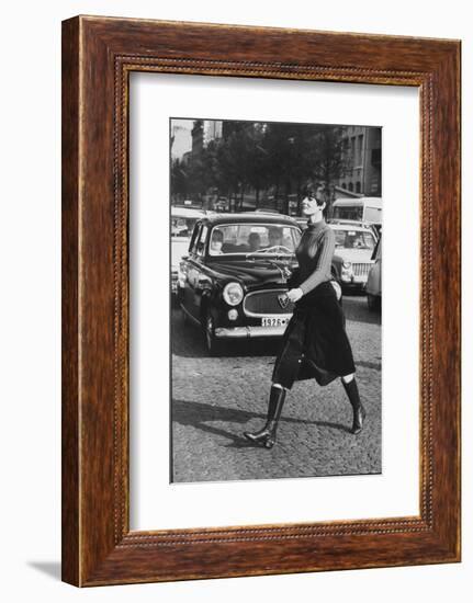 Maxi Skirt Worn by Model Linda Morand-Pierre Boulat-Framed Photographic Print