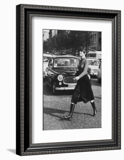 Maxi Skirt Worn by Model Linda Morand-Pierre Boulat-Framed Photographic Print