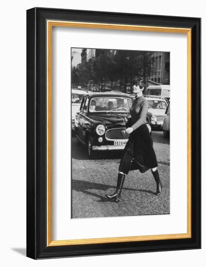 Maxi Skirt Worn by Model Linda Morand-Pierre Boulat-Framed Photographic Print