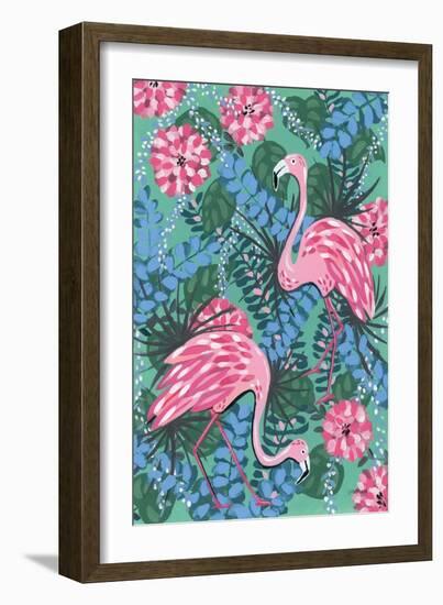 Maximalist Flamingos-Yvette St. Amant-Framed Art Print