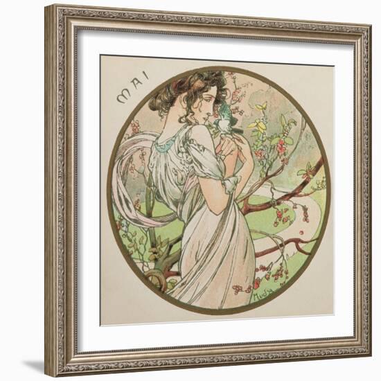 May, 1899 (Detail)-Alphonse Mucha-Framed Giclee Print