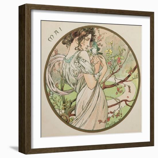May, 1899 (Detail)-Alphonse Mucha-Framed Giclee Print