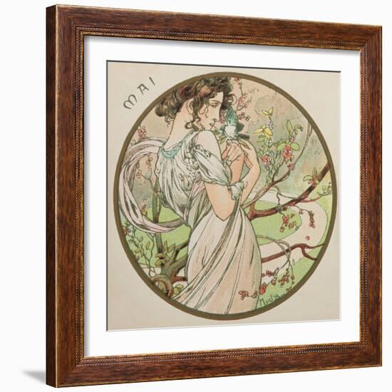 May, 1899 (Detail)-Alphonse Mucha-Framed Giclee Print