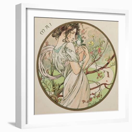 May, 1899 (Detail)-Alphonse Mucha-Framed Giclee Print