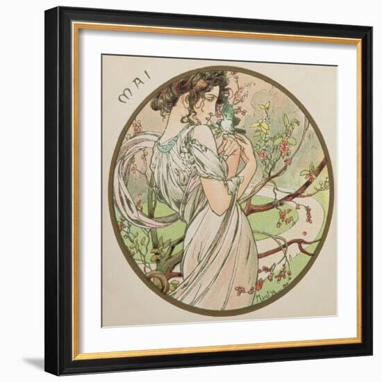 May, 1899 (Detail)-Alphonse Mucha-Framed Giclee Print