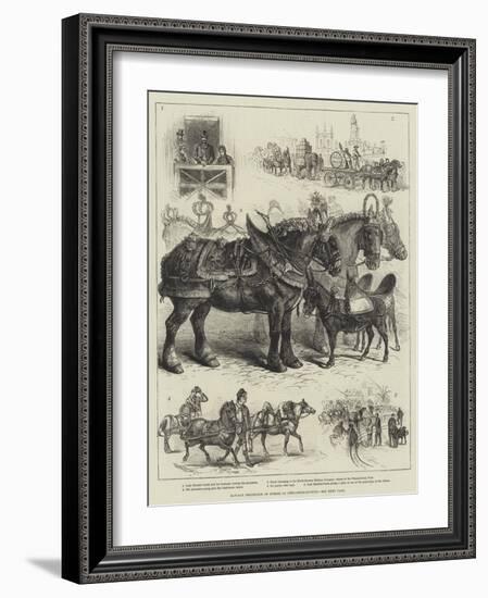 May-Day Procession of Horses at Newcastle-On-Tyne-null-Framed Giclee Print