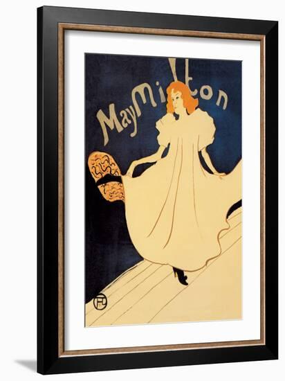 May Milton on Stage-Henri de Toulouse-Lautrec-Framed Art Print