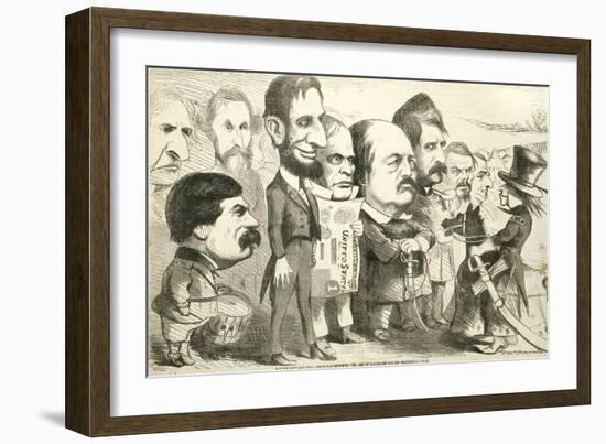 May the Best Man Win! Uncle Sam Reviewing the Army of Candidates, 1864-Thomas Nast-Framed Giclee Print