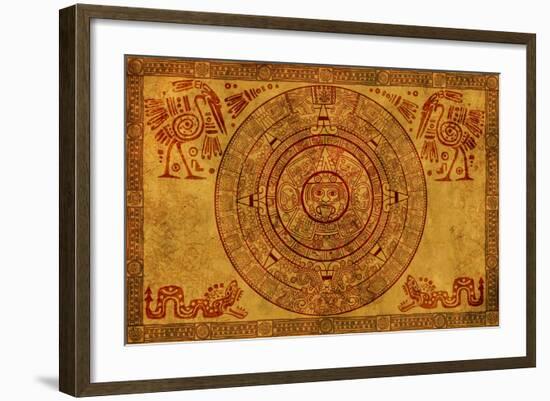 Maya Calendar On Ancient Parchment-frenta-Framed Premium Giclee Print