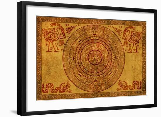 Maya Calendar On Ancient Parchment-frenta-Framed Premium Giclee Print