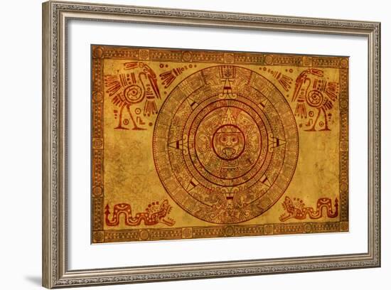 Maya Calendar On Ancient Parchment-frenta-Framed Art Print