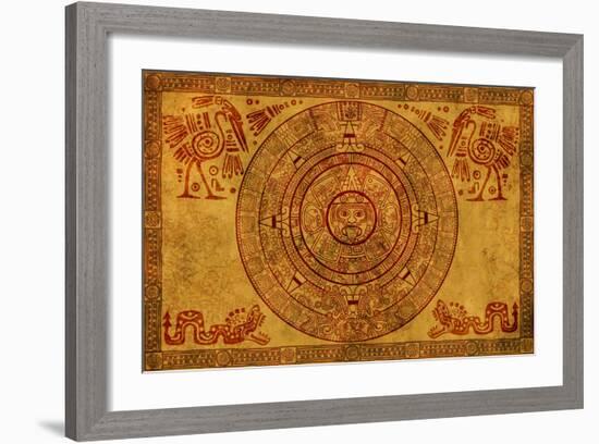 Maya Calendar On Ancient Parchment-frenta-Framed Art Print