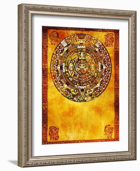 Maya Calendar On Ancient Wall-frenta-Framed Art Print