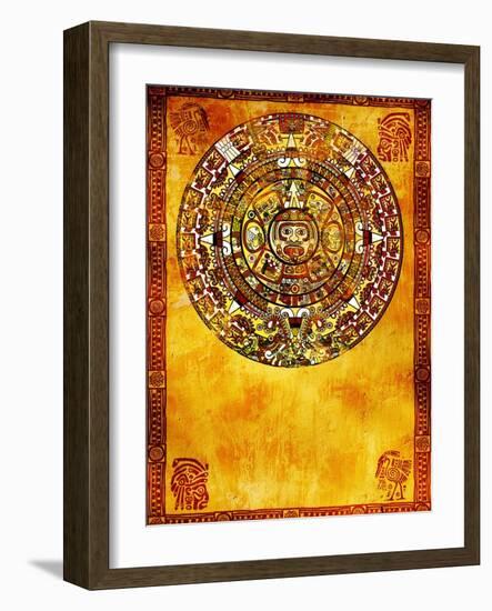 Maya Calendar On Ancient Wall-frenta-Framed Art Print