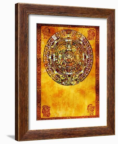 Maya Calendar On Ancient Wall-frenta-Framed Art Print