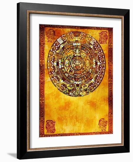 Maya Calendar On Ancient Wall-frenta-Framed Art Print