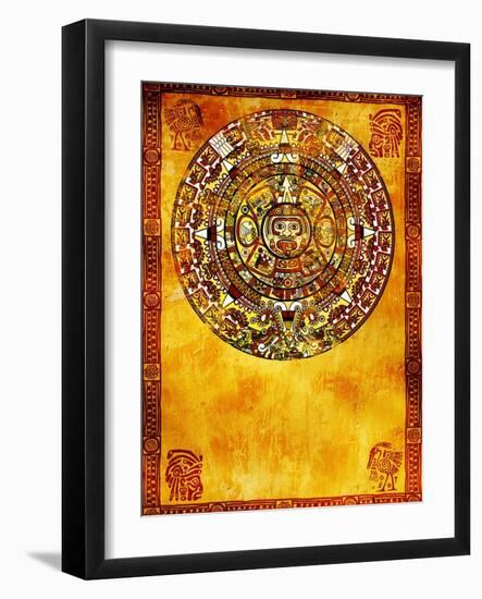 Maya Calendar On Ancient Wall-frenta-Framed Art Print