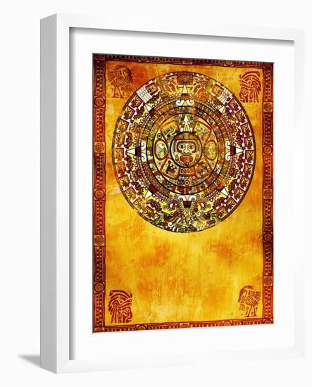 Maya Calendar On Ancient Wall-frenta-Framed Art Print