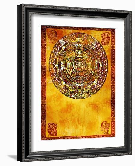 Maya Calendar On Ancient Wall-frenta-Framed Art Print