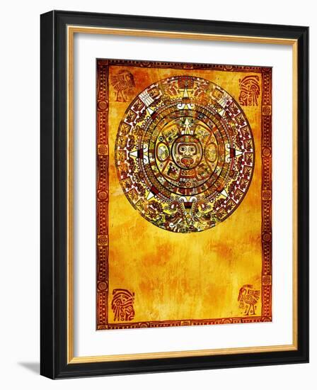 Maya Calendar On Ancient Wall-frenta-Framed Art Print