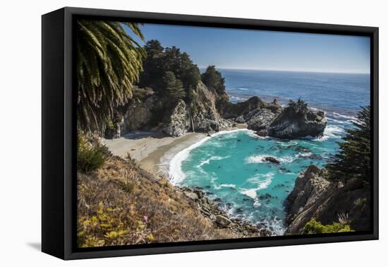 Maya Falls and Ocean, Julia Pfeiffer Burns SP, Big Sur, California-Sheila Haddad-Framed Premier Image Canvas