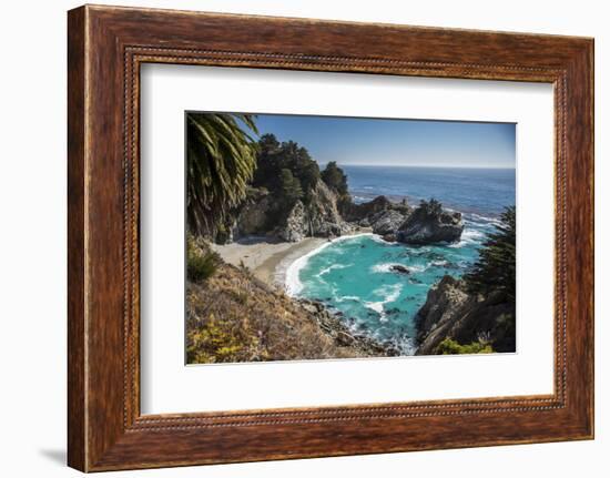 Maya Falls and Ocean, Julia Pfeiffer Burns SP, Big Sur, California-Sheila Haddad-Framed Photographic Print